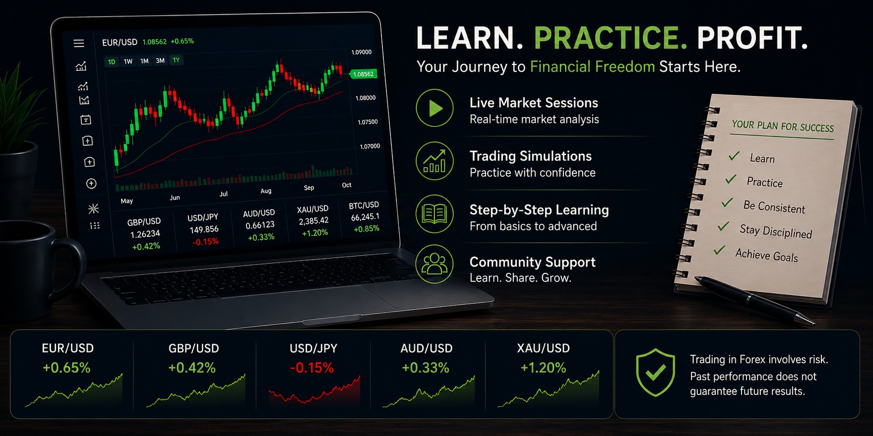 Learn, practice, succeed — your path to understanding financial markets